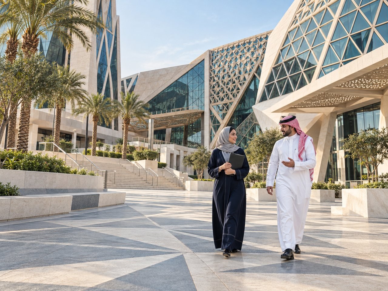 مشهد معماري سعودي — صورة توضيحية مولّدة